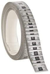 Made in USA - 48 Ft. Long x 1 Inch Wide, 1/16 Inch Graduation, Silver, Mylar Adhesive Tape Measure - Reads Right to Left, Horizontal Scale - Exact Tool & Supply