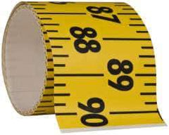 Made in USA - 7.5 Ft. Long x 3 Inch Wide, 1/4 Inch Graduation, Yellow, Mylar Adhesive Tape Measure - Reads Left to Right, Horizontal Scale - Exact Tool & Supply
