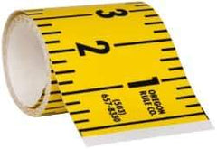Made in USA - 7.5 Ft. Long x 3 Inch Wide, 1/4 Inch Graduation, Yellow, Mylar Adhesive Tape Measure - Reads Right to Left, Horizontal Scale - Exact Tool & Supply