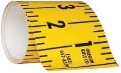 Made in USA - 15 Ft. Long x 3 Inch Wide, 1/4 Inch Graduation, Yellow, Mylar Adhesive Tape Measure - Reads Right to Left, Horizontal Scale - Exact Tool & Supply