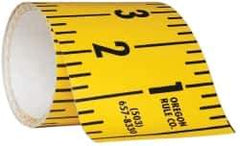Made in USA - 15 Ft. Long x 3 Inch Wide, 1/4 Inch Graduation, Yellow, Mylar Adhesive Tape Measure - Reads Right to Left, Horizontal Scale - Exact Tool & Supply