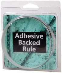 Made in USA - 1 m Long x 1/2 Inch Wide, 1/16 Inch Graduation, White, Mylar Adhesive Tape Measure - Reads Left to Right, Horizontal Scale - Exact Tool & Supply