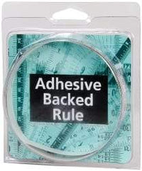 Made in USA - 1 m Long x 1/2 Inch Wide, 1/16 Inch Graduation, White, Mylar Adhesive Tape Measure - Reads Right to Left, Horizontal Scale - Exact Tool & Supply