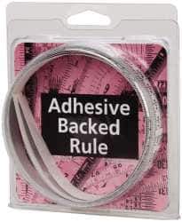 Made in USA - 3 m Long x 1/2 Inch Wide, 1/16 Inch Graduation, White, Mylar Adhesive Tape Measure - Reads Right to Left, Horizontal Scale - Exact Tool & Supply