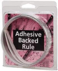 Made in USA - 3 m Long x 1/2 Inch Wide, 1/16 Inch Graduation, White, Mylar Adhesive Tape Measure - Reads Right to Left, Horizontal Scale - Exact Tool & Supply