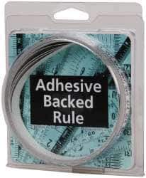 Made in USA - 4 m Long x 1/2 Inch Wide, 1/16 Inch Graduation, White, Mylar Adhesive Tape Measure - Reads Right to Left, Horizontal Scale - Exact Tool & Supply