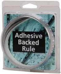 Made in USA - 4 m Long x 1/2 Inch Wide, 1/16 Inch Graduation, White, Mylar Adhesive Tape Measure - Reads Right to Left, Horizontal Scale - Exact Tool & Supply