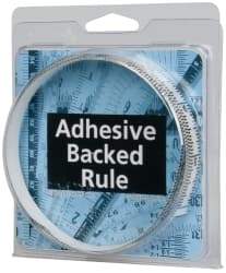 Made in USA - 3 Ft. Long x 1/2 Inch Wide, 1/16 Inch Graduation, Clear, Mylar Adhesive Tape Measure - Reads Bottom to Top, Vertical Rules - Exact Tool & Supply