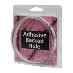 Made in USA - 3 Ft. Long x 1/2 Inch Wide, 1/16 Inch Graduation, Clear, Mylar Adhesive Tape Measure - Reads Top to Bottom, Vertical Rules - Exact Tool & Supply
