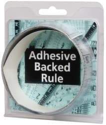 Made in USA - 3 Ft. Long x 1-1/4 Inch Wide, 1/16 Inch Graduation, Silver, Mylar Adhesive Tape Measure - Reads Bottom to Top, Vertical Rules - Exact Tool & Supply