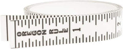 Made in USA - 6 Ft. Long x 1/2 Inch Wide, 1/16 Inch Graduation, Clear, Mylar Adhesive Tape Measure - Reads Top to Bottom, Vertical Rules - Exact Tool & Supply