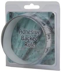 Made in USA - 6 Ft. Long x 1-1/4 Inch Wide, 1/16 Inch Graduation, Clear, Mylar Adhesive Tape Measure - Reads Top to Bottom, Vertical Rules - Exact Tool & Supply
