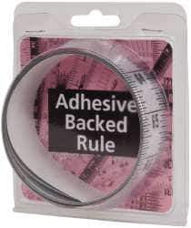 Made in USA - 6 Ft. Long x 1-1/4 Inch Wide, 1/16 Inch Graduation, Silver, Mylar Adhesive Tape Measure - Reads Top to Bottom, Vertical Rules - Exact Tool & Supply