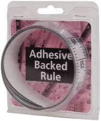Made in USA - 6 Ft. Long x 1-1/4 Inch Wide, 1/16 Inch Graduation, Silver, Mylar Adhesive Tape Measure - Reads Top to Bottom, Vertical Rules - Exact Tool & Supply