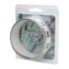 Made in USA - 9 Ft. Long x 1-1/4 Inch Wide, 1/16 Inch Graduation, Clear, Mylar Adhesive Tape Measure - Reads Bottom to Top, Vertical Rules - Exact Tool & Supply