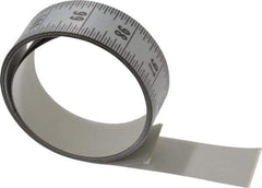 Made in USA - 9 Ft. Long x 1-1/4 Inch Wide, 1/16 Inch Graduation, Silver, Mylar Adhesive Tape Measure - Reads Top to Bottom, Vertical Rules - Exact Tool & Supply