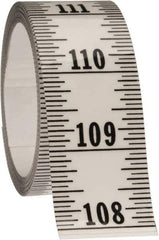 Made in USA - 12 Ft. Long x 1-1/4 Inch Wide, 1/16 Inch Graduation, Clear, Mylar Adhesive Tape Measure - Reads Bottom to Top, Vertical Rules - Exact Tool & Supply