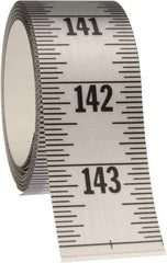 Made in USA - 12 Ft. Long x 1-1/4 Inch Wide, 1/16 Inch Graduation, Silver, Mylar Adhesive Tape Measure - Reads Top to Bottom, Vertical Rules - Exact Tool & Supply
