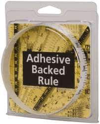 Made in USA - 3 Ft. Long x 1/2 Inch Wide, 1/10 Inch Graduation, White, Mylar Adhesive Tape Measure - Reads Bottom to Top, Vertical Rules - Exact Tool & Supply