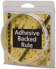Made in USA - 3 Ft. Long x 1/2 Inch Wide, 1/10 Inch Graduation, White, Mylar Adhesive Tape Measure - Reads Bottom to Top, Vertical Rules - Exact Tool & Supply