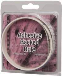 Made in USA - 6 Ft. Long x 1/2 Inch Wide, 1/10 Inch Graduation, White, Mylar Adhesive Tape Measure - Reads Bottom to Top, Vertical Rules - Exact Tool & Supply