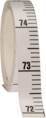 Made in USA - 9 Ft. Long x 1/2 Inch Wide, 1/10 Inch Graduation, White, Mylar Adhesive Tape Measure - Reads Bottom to Top, Vertical Rules - Exact Tool & Supply