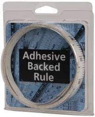 Made in USA - 9 Ft. Long x 1/2 Inch Wide, 1/10 Inch Graduation, White, Mylar Adhesive Tape Measure - Reads Top to Bottom, Vertical Rules - Exact Tool & Supply