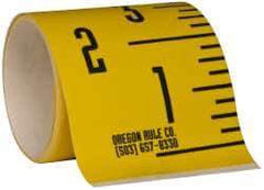Made in USA - 6 Ft. Long x 3 Inch Wide, 1/4 Inch Graduation, Yellow, Mylar Adhesive Tape Measure - Reads Bottom to Top, Vertical Rules - Exact Tool & Supply