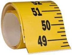 Made in USA - 8 Ft. Long x 3 Inch Wide, 1/4 Inch Graduation, Yellow, Mylar Adhesive Tape Measure - Reads Bottom to Top, Vertical Rules - Exact Tool & Supply