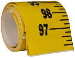 Made in USA - 12 Ft. Long x 3 Inch Wide, 1/4 Inch Graduation, Yellow, Mylar Adhesive Tape Measure - Reads Bottom to Top, Vertical Rules - Exact Tool & Supply