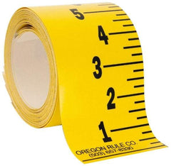 Made in USA - 36 Ft. Long x 3 Inch Wide, 1/4 Inch Graduation, Yellow, Mylar Adhesive Tape Measure - Reads Bottom to Top, Vertical Rules - Exact Tool & Supply