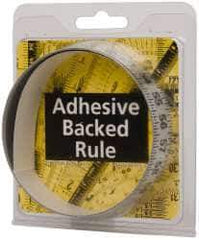 Made in USA - 3 Ft. Long x 1 Inch Wide, 1/8 Inch Graduation, Silver, Mylar Adhesive Tape Measure - Reads Left to Right, Horizontal-Half Scale - Exact Tool & Supply