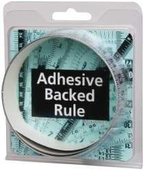 Made in USA - 3 Ft. Long x 1 Inch Wide, 1/8 Inch Graduation, Silver, Mylar Adhesive Tape Measure - Reads Right to Left, Horizontal-Half Scale - Exact Tool & Supply