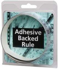 Made in USA - 3 Ft. Long x 1 Inch Wide, 1/8 Inch Graduation, Silver, Mylar Adhesive Tape Measure - Reads Right to Left, Horizontal-Half Scale - Exact Tool & Supply