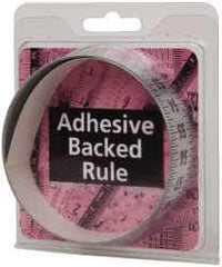 Made in USA - 3 Ft. Long x 1 Inch Wide, 1/8 Inch Graduation, Silver, Mylar Adhesive Tape Measure - Reads Bottom to Top, Vertical-Half Scale - Exact Tool & Supply