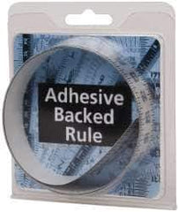 Made in USA - 3 Ft. Long x 1 Inch Wide, 1/8 Inch Graduation, Silver, Mylar Adhesive Tape Measure - Reads Right to Left, Vertical-Half Scale - Exact Tool & Supply