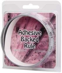 Made in USA - 6 Ft. Long x 1 Inch Wide, 1/8 Inch Graduation, Silver, Mylar Adhesive Tape Measure - Reads Right to Left, Horizontal-Half Scale - Exact Tool & Supply