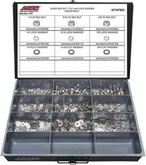 Value Collection - 1/4-20 to 3/8-16 Thread, 750 Piece Stainless Steel Nut & Washer Assortment - Grade 18-8 - Exact Tool & Supply