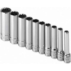 SK - 1/4" Drive Deep Socket Set - 3/16 to 9/16", Inch Measurement Standard - Exact Tool & Supply