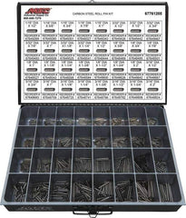 Value Collection - 157 Piece, 1/16 to 3/16" Pin Diam, Spring Pin Assortment - 1/2 to 2" Long, Grade 2 Steel - Exact Tool & Supply