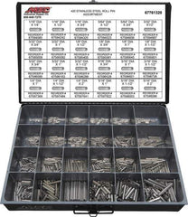 Value Collection - 115 Piece, 1/16 to 5/16" Pin Diam, Dowel Pin Assortment - 1/4 to 2" Long, 402 Stainless Steel - Exact Tool & Supply