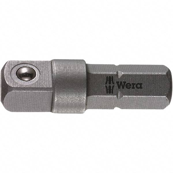 Wera - Socket Adapters & Universal Joints Type: Square-Drive to Hex Bit Adapter Male Size: 1/4 - Exact Tool & Supply