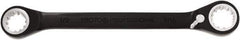 Proto - 1/2" x 9/16" 12 Point Spline Reversible Ratcheting Box Wrench - Double End, 1" Head Diam x 3/16" Head Thickness, 7-1/16" OAL, Steel, Black Chrome Finish - Exact Tool & Supply