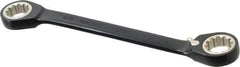 Proto - 5/8" x 11/16" 12 Point Spline Reversible Ratcheting Box Wrench - Double End, 1-3/16" Head Diam x 3/16" Head Thickness, 7-7/8" OAL, Steel, Black Chrome Finish - Exact Tool & Supply