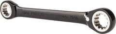 Proto - 13/16" x 15/16" 12 Point Spline Reversible Ratcheting Box Wrench - Double End, 1-13/16" Head Diam x 1/4" Head Thickness, 10-1/4" OAL, Steel, Black Chrome Finish - Exact Tool & Supply