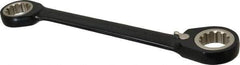 Proto - 1" x 1-1/8" 12 Point Spline Reversible Ratcheting Box Wrench - Double End, 2-5/16" Head Diam x 5/16" Head Thickness, 11-5/8" OAL, Steel, Black Chrome Finish - Exact Tool & Supply