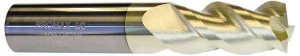 ProMax - 3/4", 2-1/2" LOC, 3/4" Shank Diam, 5" OAL, 3 Flute, Solid Carbide Square End Mill - Single End, ZrN Finish, Spiral Flute, 40° Helix, Centercutting, Right Hand Cut, Right Hand Flute, Series 109 - Exact Tool & Supply