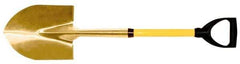 Ampco - 11-1/4" High x 9" Wide Round Aluminum Bronze Shovel - 37" Long Fiberglass D-Grip Handle - Exact Tool & Supply