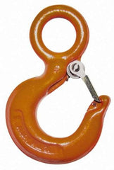 CM - Chain Grade 80, Alloy Steel Eye Hook - 1-1/2" Hook Throat, 5.78" Reach, 1.56" Eye ID, 7.97" OAL - Exact Tool & Supply