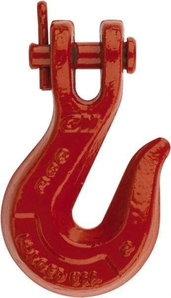 CM - 1/4 Inch Chain Diameter, Grade 80 Clevis Hook - 3,500 Lbs. Load Capacity, 5/16 Inch Inside Diameter, 21/64 Inch Pin Diameter, 3/8 Inch Hook Throat, 1-15/16 Inch Hook Width - Exact Tool & Supply